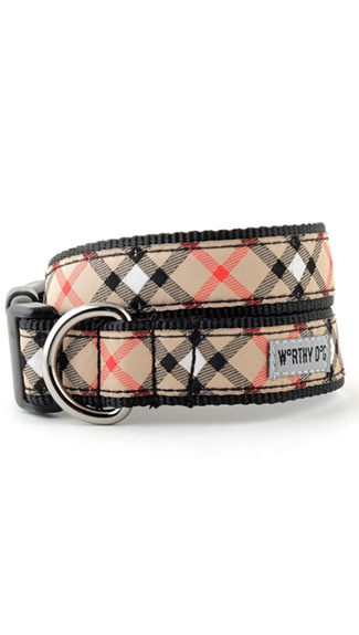 Tan Plaid Dog Collar